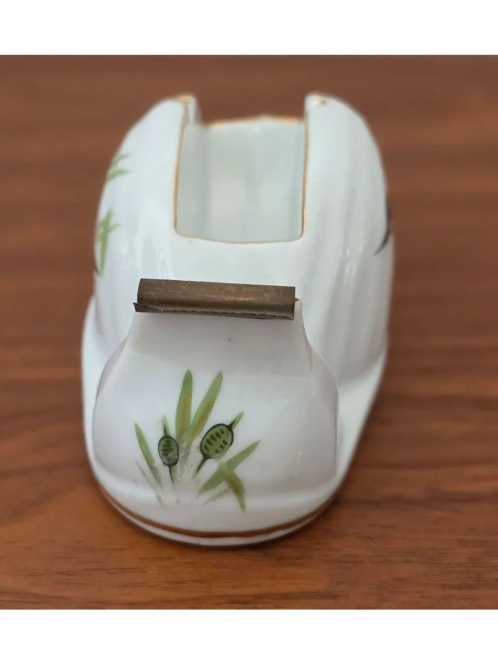 Vintage LJ Japan Northern Phalarope Bird Porcelain Snail-Shaped Tape Dispenser